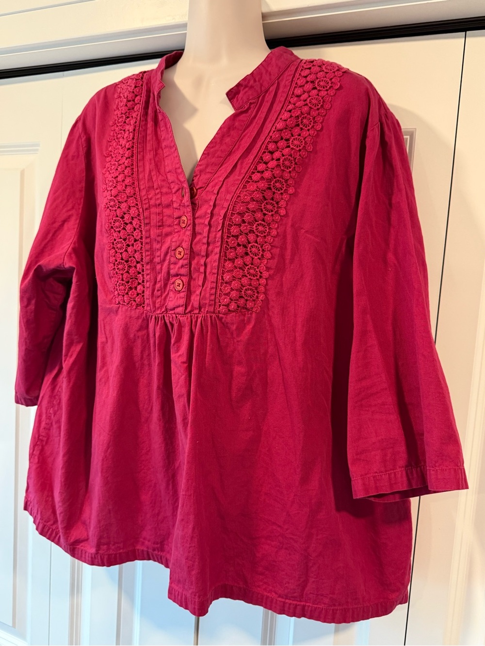 Blair raspberry embroidered blouse shirt top xl